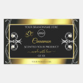 グラマラスなダイヤモンドブラック金ゴールド製品ラベルのロゴ 長方形シール (正面)