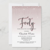 グラマラスなダスティバラピンクダイヤモンド40歳の誕生日 招待状 (正面)