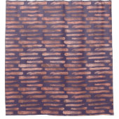 グラマラスなバラゴールドフォイルとラベンダーのブラシストローク シャワーカーテン (正面)