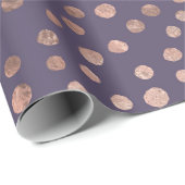グラマラスなバラゴールドフォイルとラベンダーアートドット ラッピングペーパー (ロールコーナー)