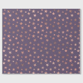 グラマラスなバラゴールドフォイルとラベンダースターズ ラッピングペーパー (フラット)