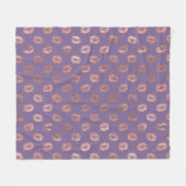 グラマラスなバラゴールドフォイルとラベンダーリップ フリースブランケット (正面(横))