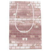 グラマラスなバラ色のレンガの結婚前お披露目パーティー ミディアムペーパーバッグ (正面)