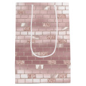 グラマラスなバラ色のレンガの結婚前お披露目パーティー ミディアムペーパーバッグ (裏面)