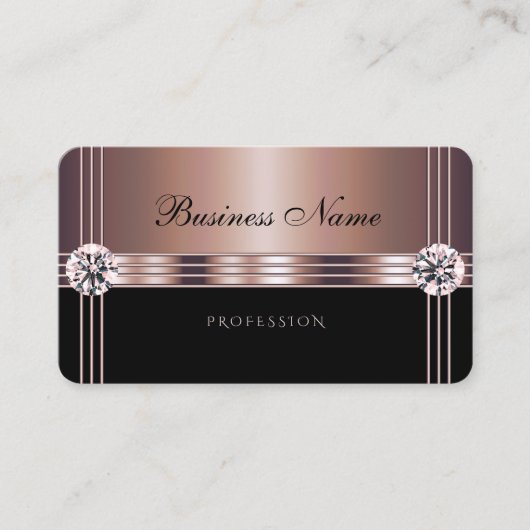 グラマラスなバラ金ゴールドとブラックウィズダフェイクモンド 名刺 (正面)