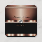 グラマラスなバラ金ゴールドブラックとラインフェイクストーン スクエア名刺 (正面)