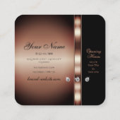 グラマラスなバラ金ゴールドブラックとラインフェイクストーン スクエア名刺 (裏面)