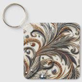 グラマラスなバロックデザインとグリッター&宝石 キーホルダー (正面)