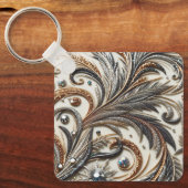 グラマラスなバロックデザインとグリッター&宝石 キーホルダー (正面)