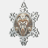 グラマラスなバロックデザインとグリッター&宝石 スノーフレークピューターオーナメント (右)