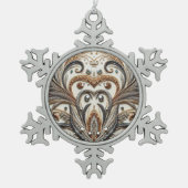 グラマラスなバロックデザインとグリッター&宝石 スノーフレークピューターオーナメント (正面)