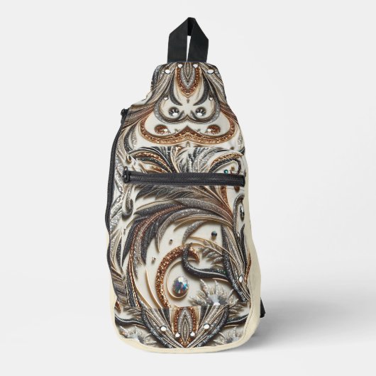 グラマラスなバロックデザインとグリッター&宝石 スリングバッグ (正面)