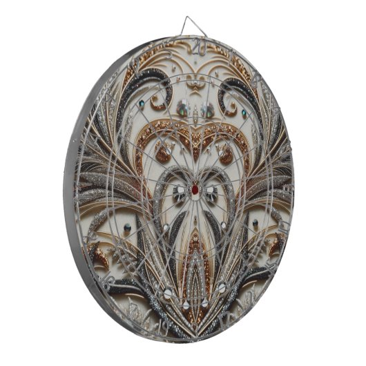 グラマラスなバロックデザインとグリッター&宝石 ダーツボード (正面左)