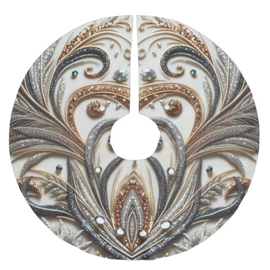 グラマラスなバロックデザインとグリッター&宝石 ブラッシュドポリエステルツリースカート (正面)