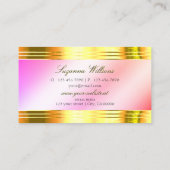 グラマラスなパステルピンク縁ど金ゴールドウィズモノグラム 名刺 (裏面)
