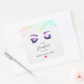 グラマラスなパープルアイズ&ブロウズウォーターカラーキッチン スクエアシール (封筒)