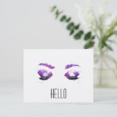 グラマラスなパープルアイズ&ブロウズウォーターカラーハロー ポストカード (スタンド正面)