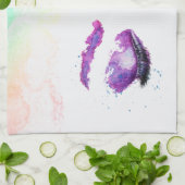 グラマラスなパープルアイズ&ブロウズウォーターカラー キッチンタオル (折り畳み)