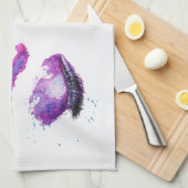 グラマラスなパープルアイズ&ブロウズウォーターカラー キッチンタオル (四つ折り)
