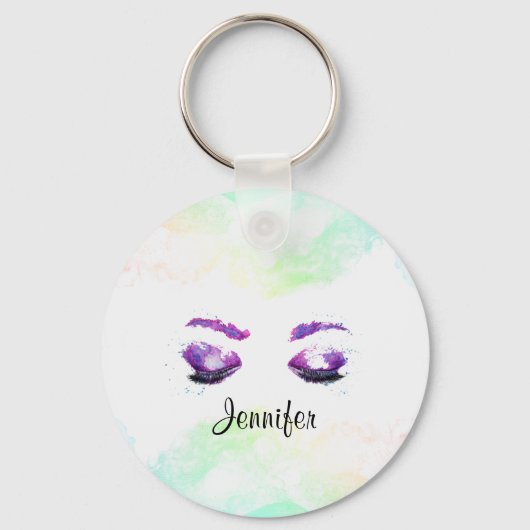 グラマラスなパープルアイズ&ブロウズウォーターカラー キーホルダー (正面)