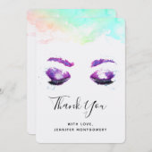 グラマラスなパープルアイズ&ブロウズウォーターカラー サンキューカード (正面/裏面)