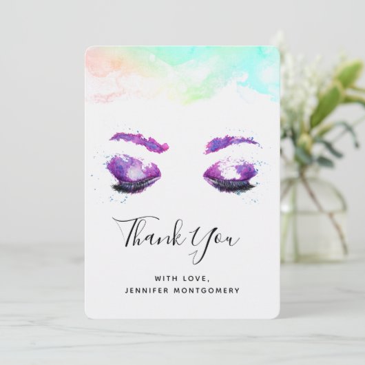 グラマラスなパープルアイズ&ブロウズウォーターカラー サンキューカード (スタンド正面)