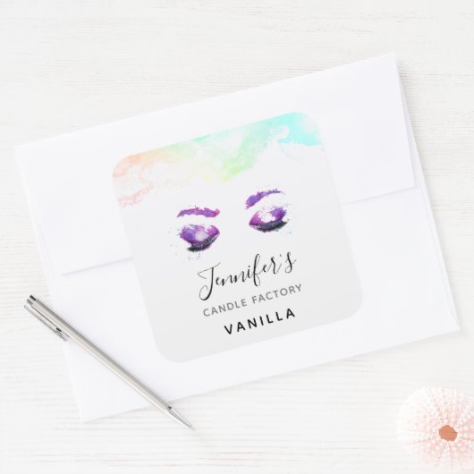 グラマラスなパープルアイズ&ブロウズウォーターカラー スクエアシール (封筒)