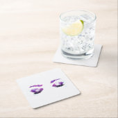 グラマラスなパープルアイズ&ブロウズウォーターカラー スクエアペーパーコースター (インサイチュ)