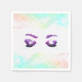 グラマラスなパープルアイズ&ブロウズウォーターカラー スタンダードカクテルナプキン (正面)