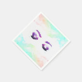 グラマラスなパープルアイズ&ブロウズウォーターカラー スタンダードカクテルナプキン (角)