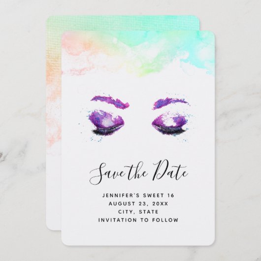 グラマラスなパープルアイズ&ブロウズウォーターカラー セーブザデート (正面/裏面)