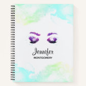 グラマラスなパープルアイズ&ブロウズウォーターカラー ノートブック (正面)