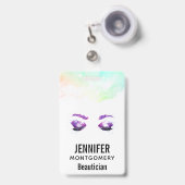 グラマラスなパープルアイズ&ブロウズウォーターカラー バッジ (伸縮クリップ付き付き表面)