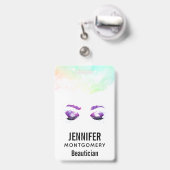 グラマラスなパープルアイズ&ブロウズウォーターカラー バッジ (伸縮クリップ付きの裏面)