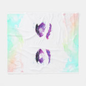 グラマラスなパープルアイズ&ブロウズウォーターカラー フリースブランケット (正面(横))