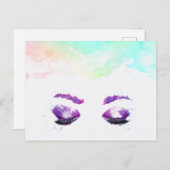 グラマラスなパープルアイズ&ブロウズウォーターカラー ポストカード (正面/裏面)