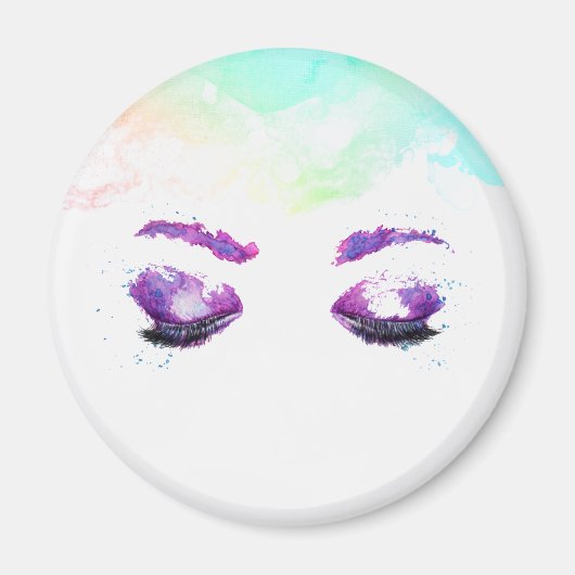 グラマラスなパープルアイズ&ブロウズウォーターカラー マグネット (正面)