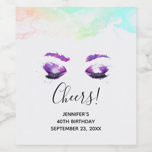 グラマラスなパープルアイズ&ブロウズウォーターカラー ワインラベル (シングルラベル)