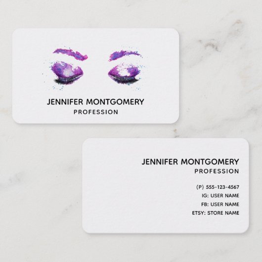 グラマラスなパープルアイズ&ブロウズウォーターカラー 名刺 (正面/裏面)