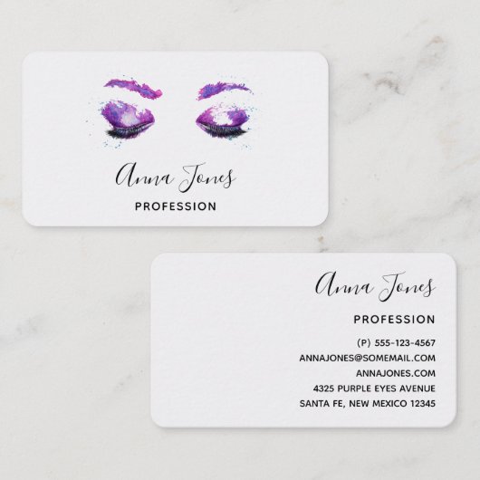 グラマラスなパープルアイズ&ブロウズウォーターカラー 名刺 (正面/裏面)