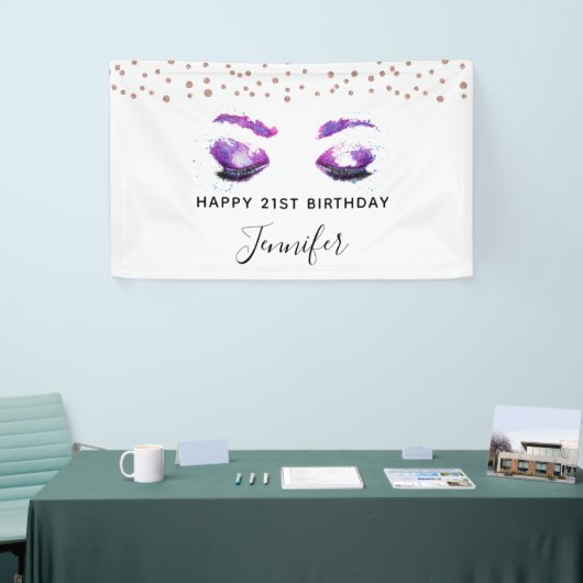 グラマラスなパープルアイズ&ブロウズウォーターカラー 横断幕 (トレードショー)