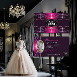 グラマラスなピンクのバ華美ルガン縁どディのロゴ&フォト 名刺