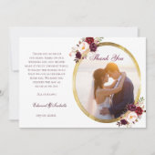 グラマラスなピンク&ブルゴーニュバラフローラカップル写真 サンキューカード (正面)