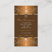 グラマラスなブラウンオレンジ華美オーナメントモノグラム 名刺 (裏面)