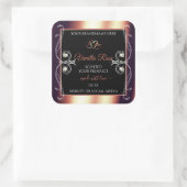 グラマラスなブラックとバラブラウンデコール製品ラベル スクエアシール (バッグ)