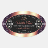 グラマラスなブラックとバラブラウンデコール製品ラベル 楕円形シール (正面)