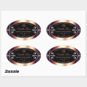 グラマラスなブラックとバラブラウンデコール製品ラベル 楕円形シール (シート)