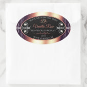 グラマラスなブラックとバラブラウンデコール製品ラベル 楕円形シール (バッグ)