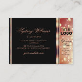 グラマラスなブラックとバラ金ゴールドスパークルグリッターロゴ 名刺 (裏面)