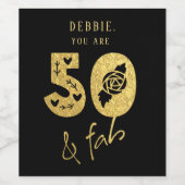 グラマラスなブラックと金ゴールド50とファブ装飾 ワインラベル (シングルラベル)